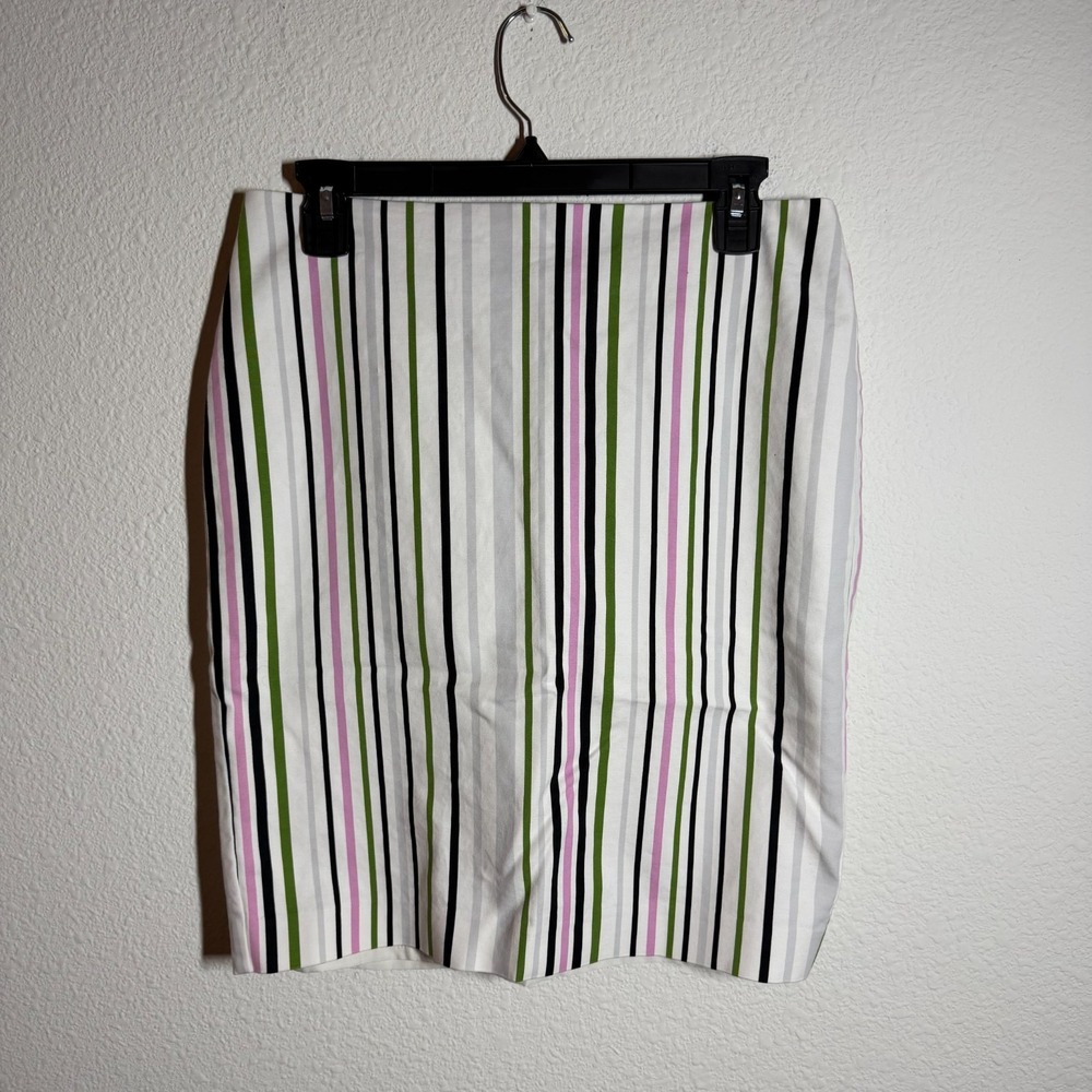 Ann Taylor Straight & Pencil Skirt Womens Multicolor Minimalist Striped Back Zip
